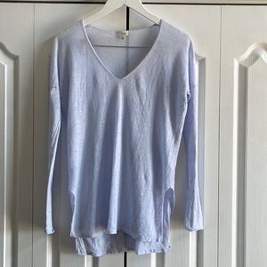 Women's Light Blue V-Neck Top